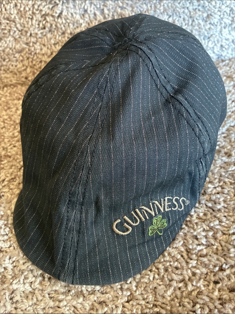 Guinness Beer Black Pinstripe Cabby Newsboy Cap